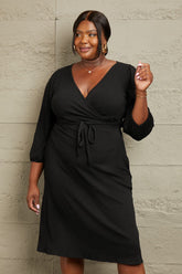 Culture Code Full Size Surplice Flare Ruching Dress OutfitFlow